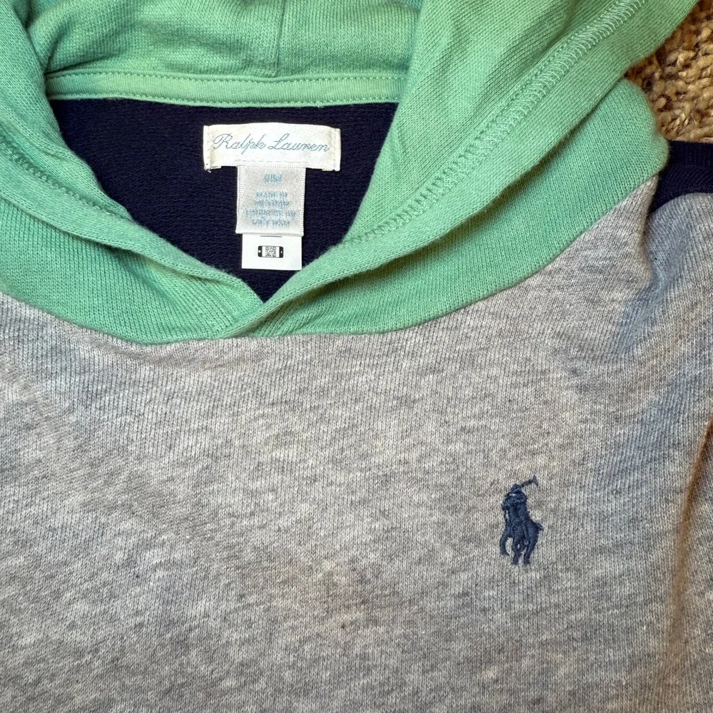 Ralph Lauren‎ Toddler Colorblock Hoodie Grey Navy Blue Red Yellow 18M Cotton